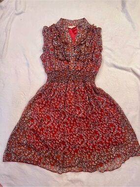 Sleeveless Skull Ruffled Red/Orange Dress